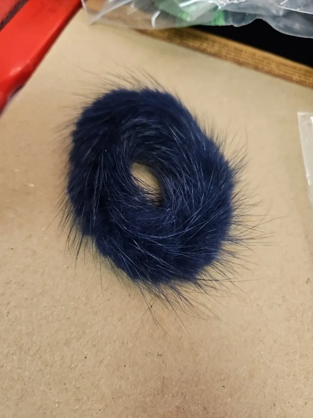 Deep Blue Fur Scrunchie For Ponytail